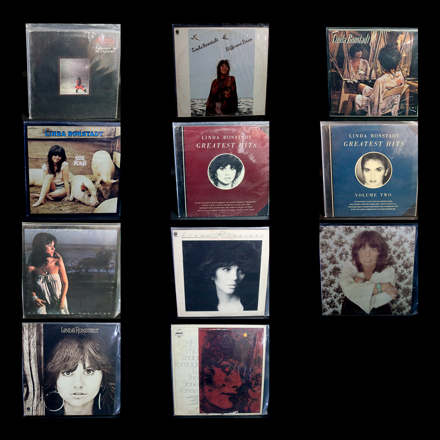 Eleven Linda Ronstadt LPs Including "Silk Purse"
