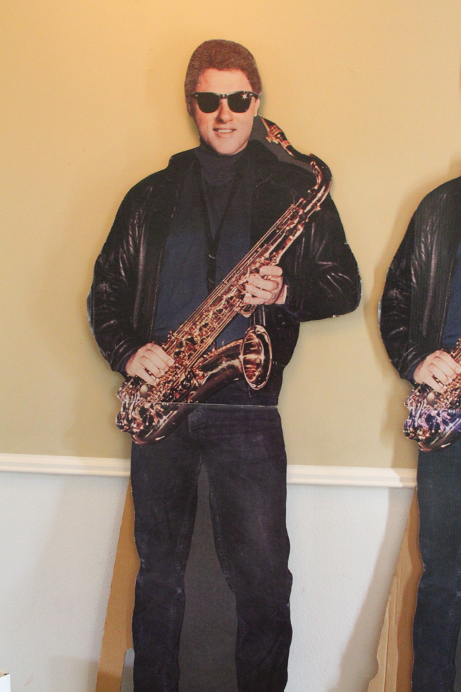 Two Cardboard Cut-Outs of Bill Clinton and Socks The White House Cat