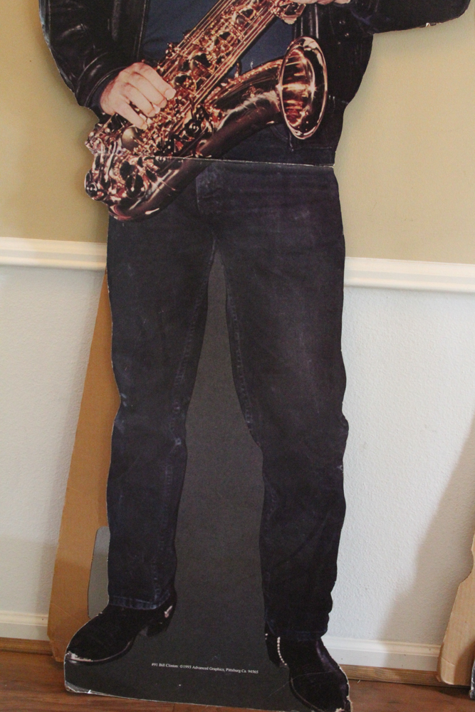 Two Cardboard Cut-Outs of Bill Clinton and Socks The White House Cat