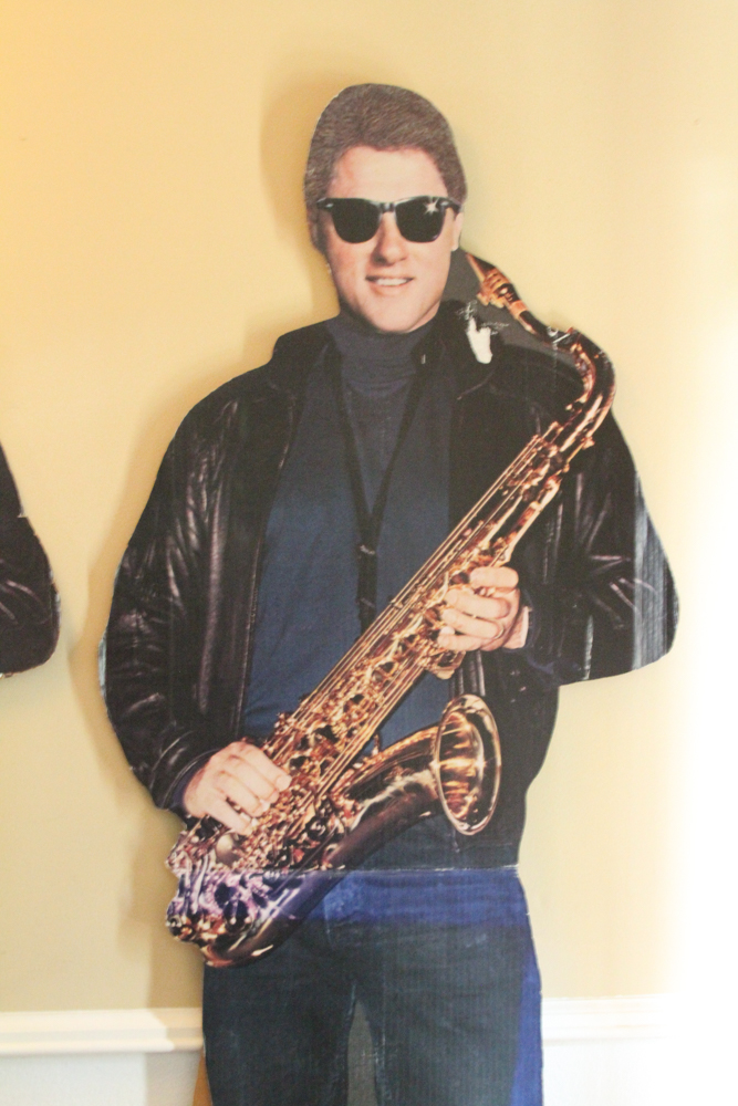 Two Cardboard Cut-Outs of Bill Clinton and Socks The White House Cat