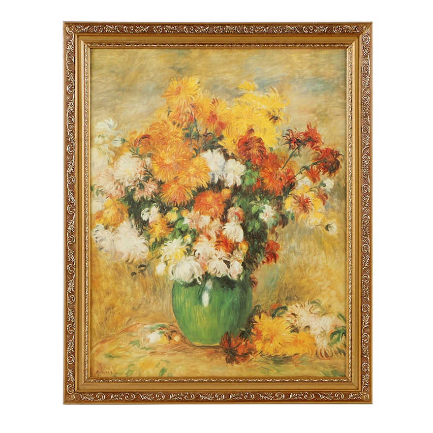 After Pierre Auguste Renoir Offset Lithograph "Vase of Chrysanthemums"