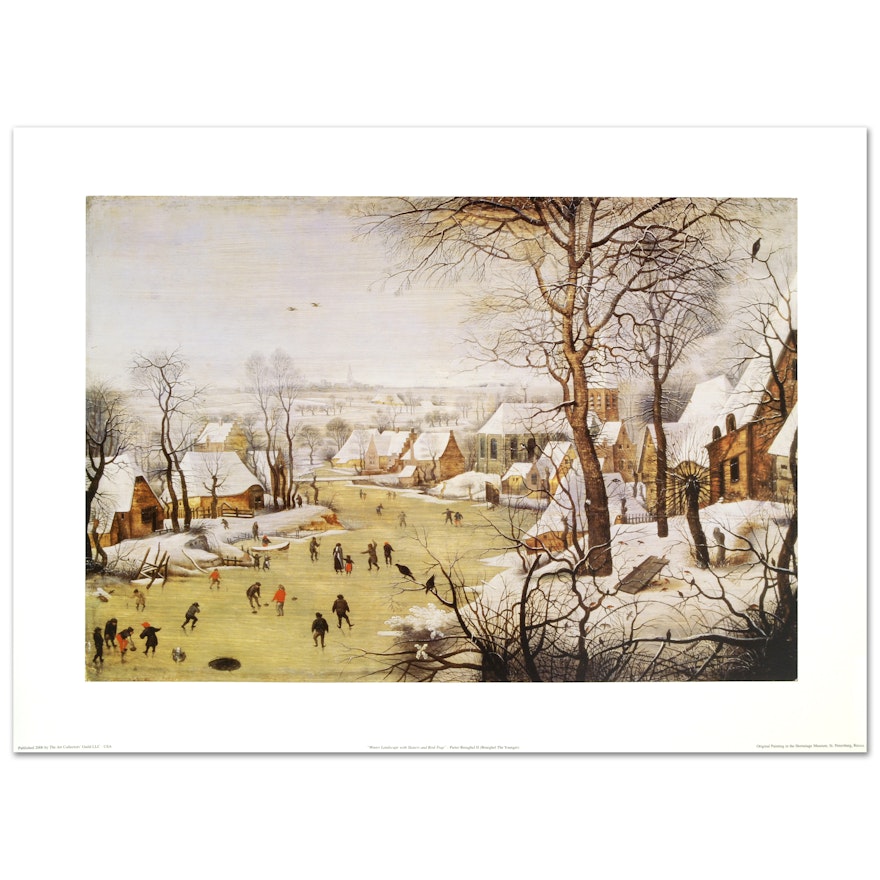 After Pieter Brueghel the Younger Fine Art Print on Paper "Winter Landscape with Skaters and Bird-Trap"