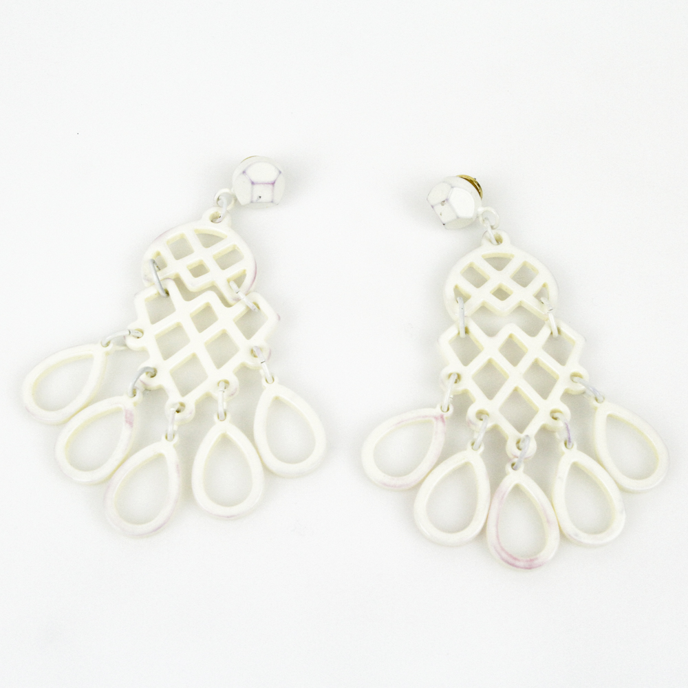 Tory Burch White Lace Chandelier Earrings