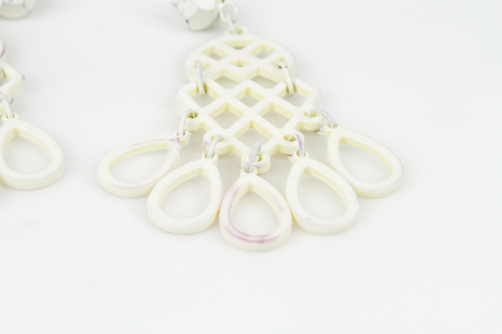 Tory Burch White Lace Chandelier Earrings