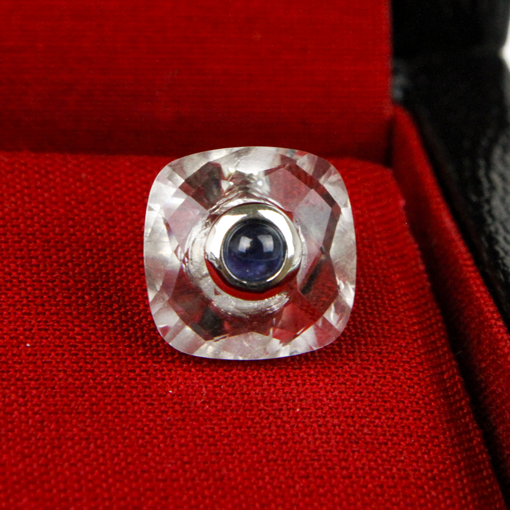 Antora Sterling Silver, Quartz Crystal and Sapphire Cufflinks