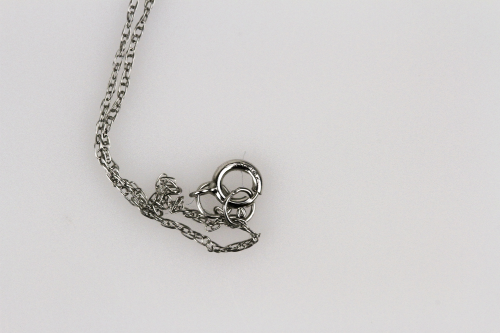 10K White Gold and Diamond "K" Pendant Necklace