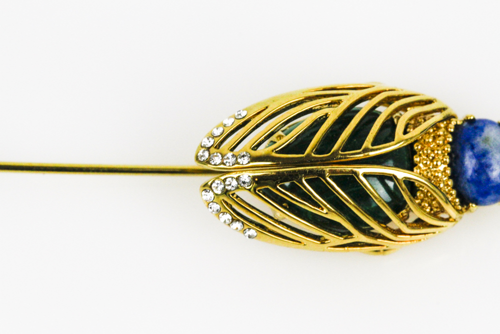 Coach and Tony Duquette Beetle Stick Pin with Semi-Precious Stones