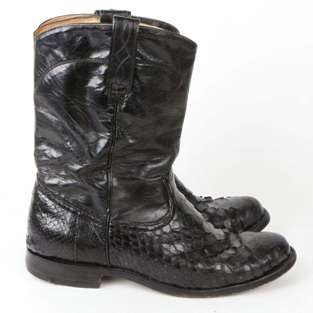 Men's Vintage Snakeskin Leather Roper Boots