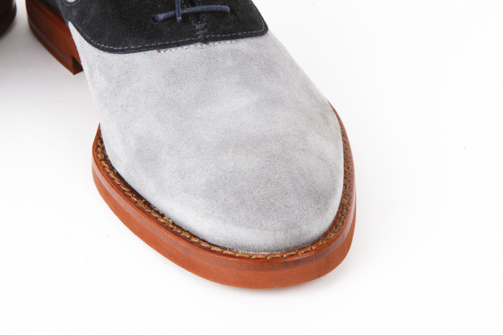 Men's Black Fleece by Thom Browne Blue Suede Saddle Oxford Shoes