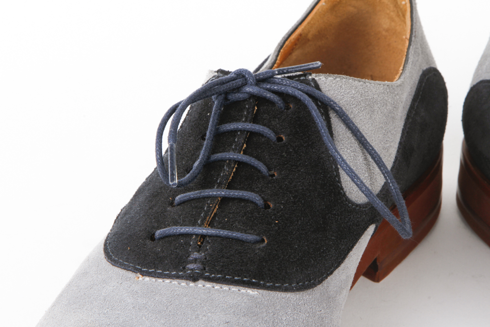 Men's Black Fleece by Thom Browne Blue Suede Saddle Oxford Shoes