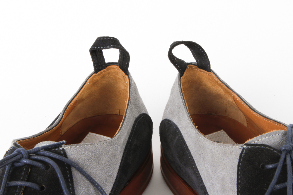 Men's Black Fleece by Thom Browne Blue Suede Saddle Oxford Shoes