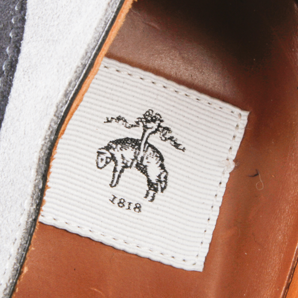 Men's Black Fleece by Thom Browne Blue Suede Saddle Oxford Shoes