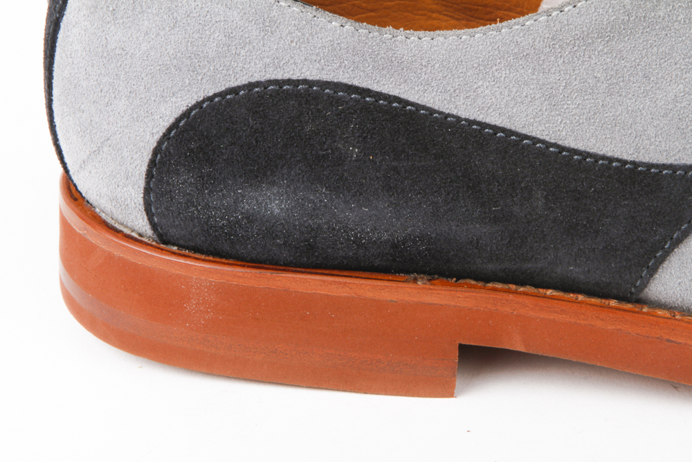 Men's Black Fleece by Thom Browne Blue Suede Saddle Oxford Shoes