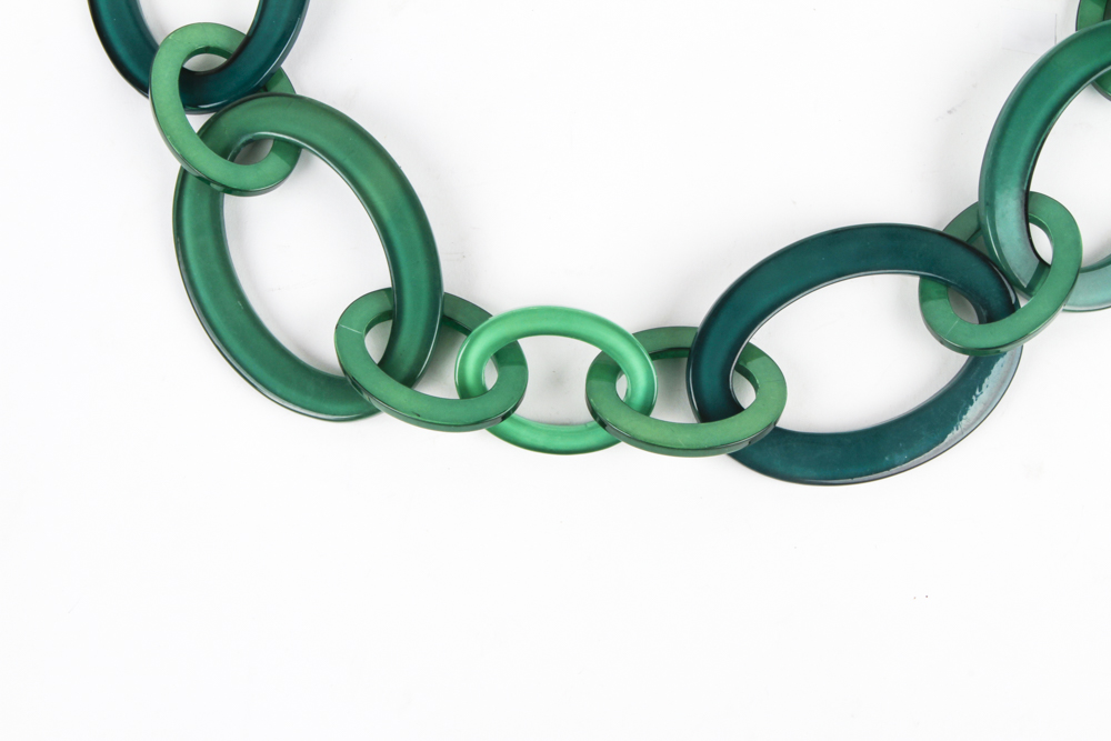 Green Lucite Link Necklace