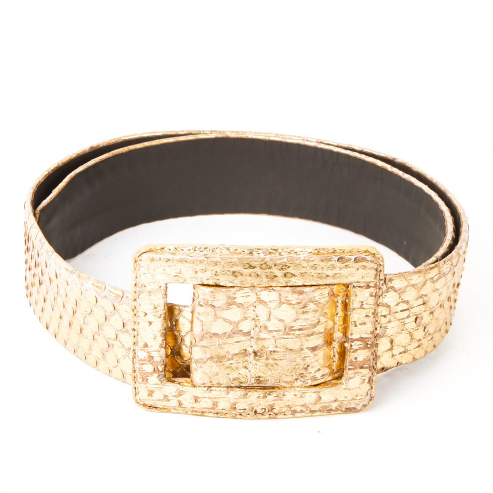 Oscar de la Renta Gold Tone Snakeskin Belt