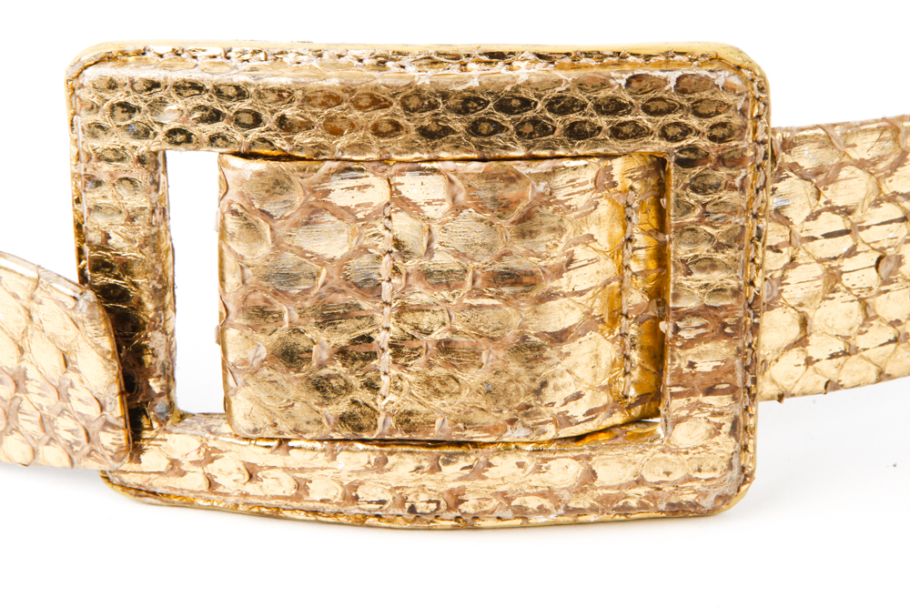 Oscar de la Renta Gold Tone Snakeskin Belt
