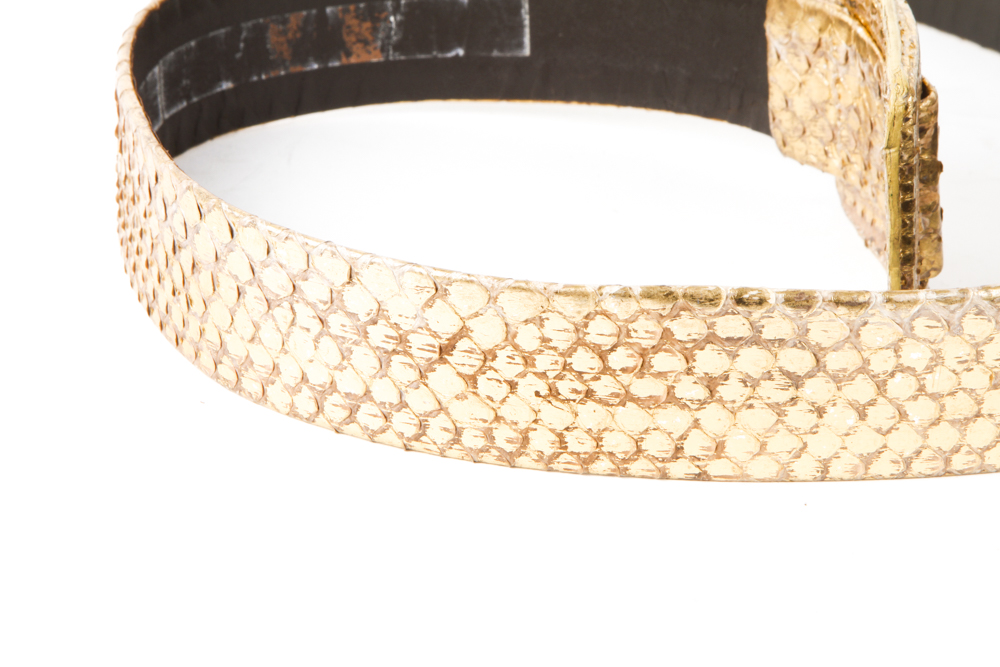 Oscar de la Renta Gold Tone Snakeskin Belt