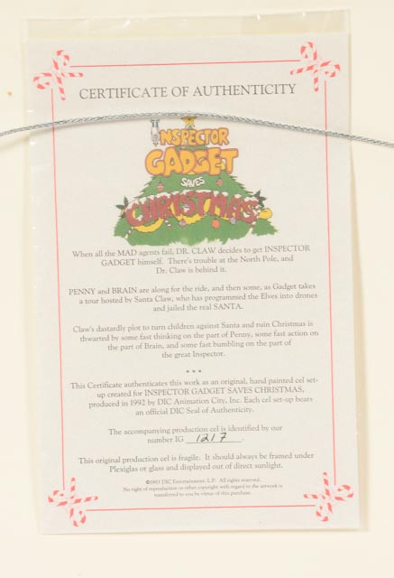 Autographed Inspector Gadget" Limited Edition Animation Cel