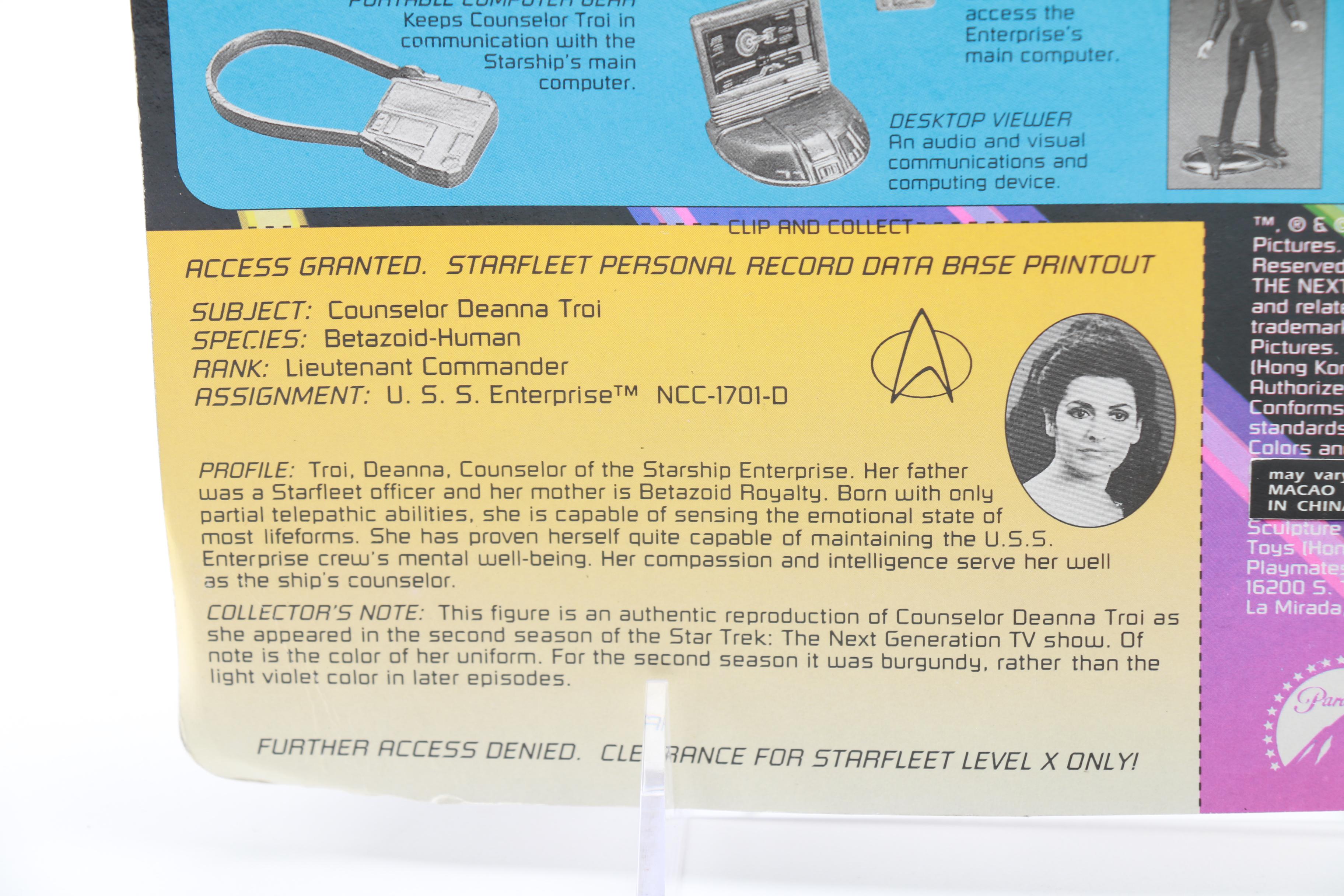 Signed 1993 "Star Trek: The Next Generation" Counselor Troi Action Figure