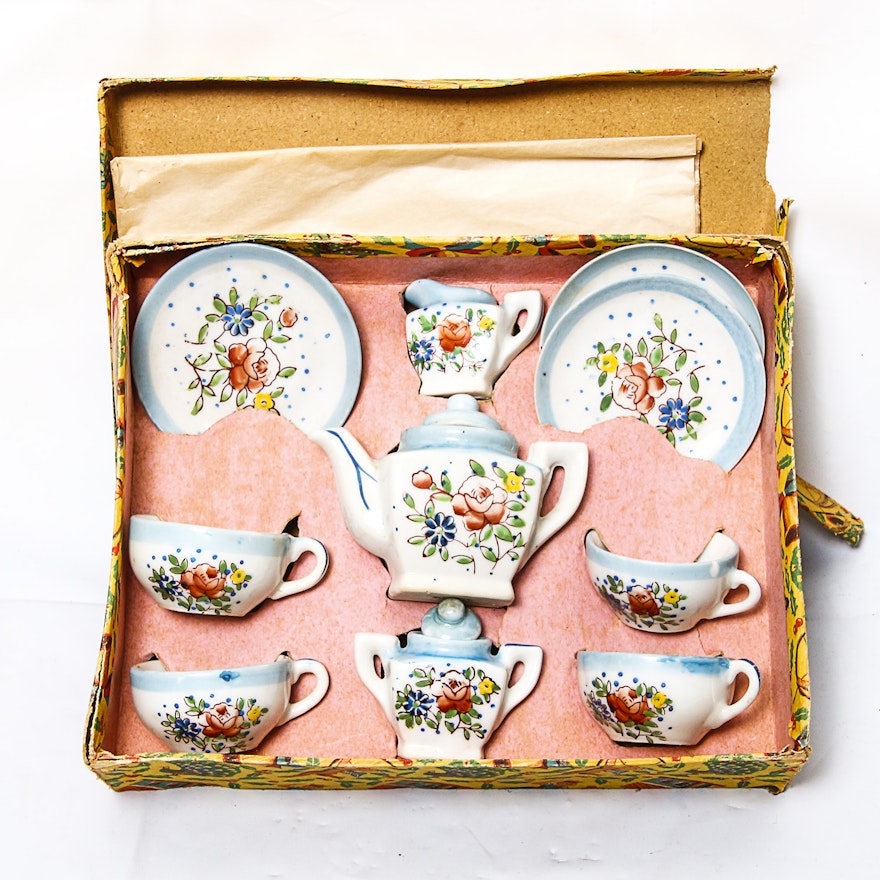 Antique Miniature Porcelain Tea Set