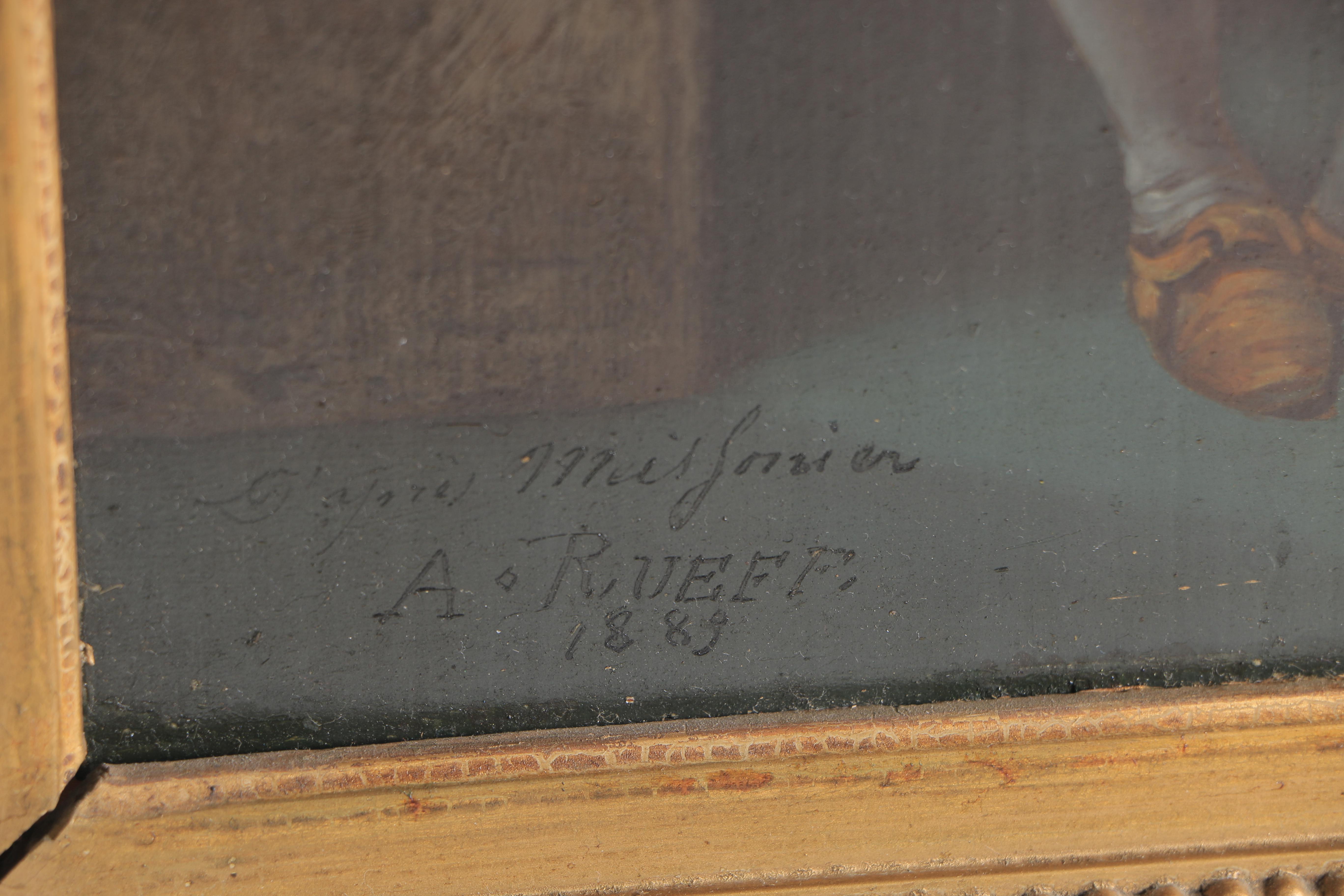 A. Rueff Oil Painting on Board After "A Standing Cavalier Holding a Halberd"