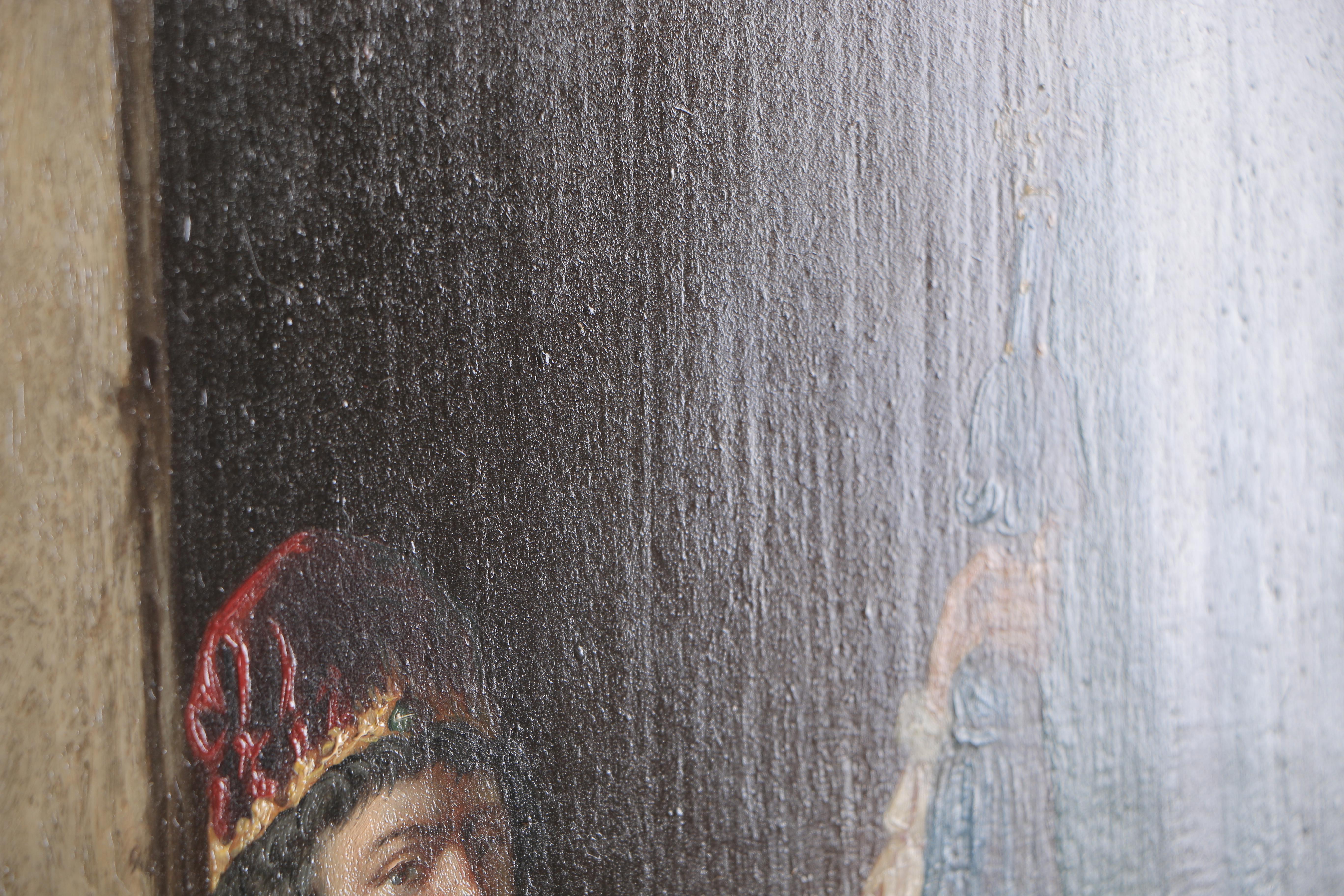 A. Rueff Oil Painting on Board After "A Standing Cavalier Holding a Halberd"