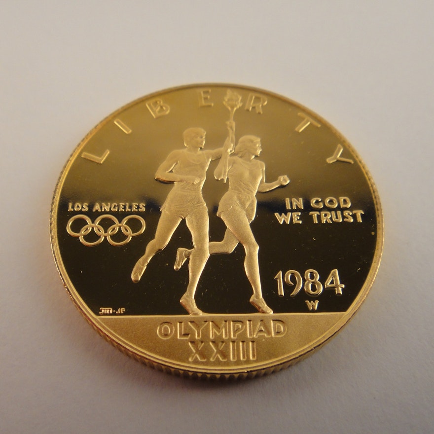 1984 W $10 Gold Proof Coin Olympic Commemorative