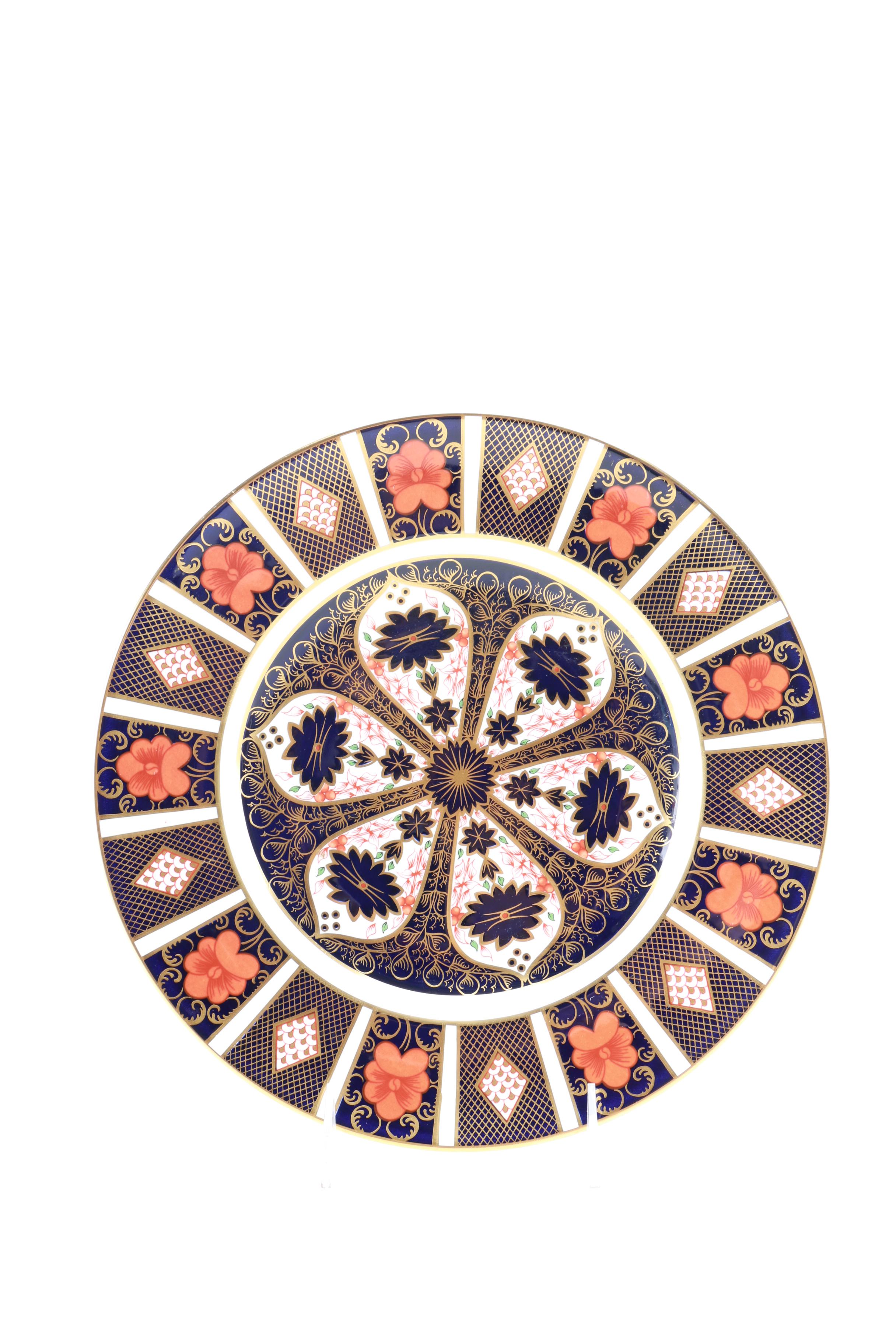 Three English Royal Crown Derby "Old Imari" China Plates