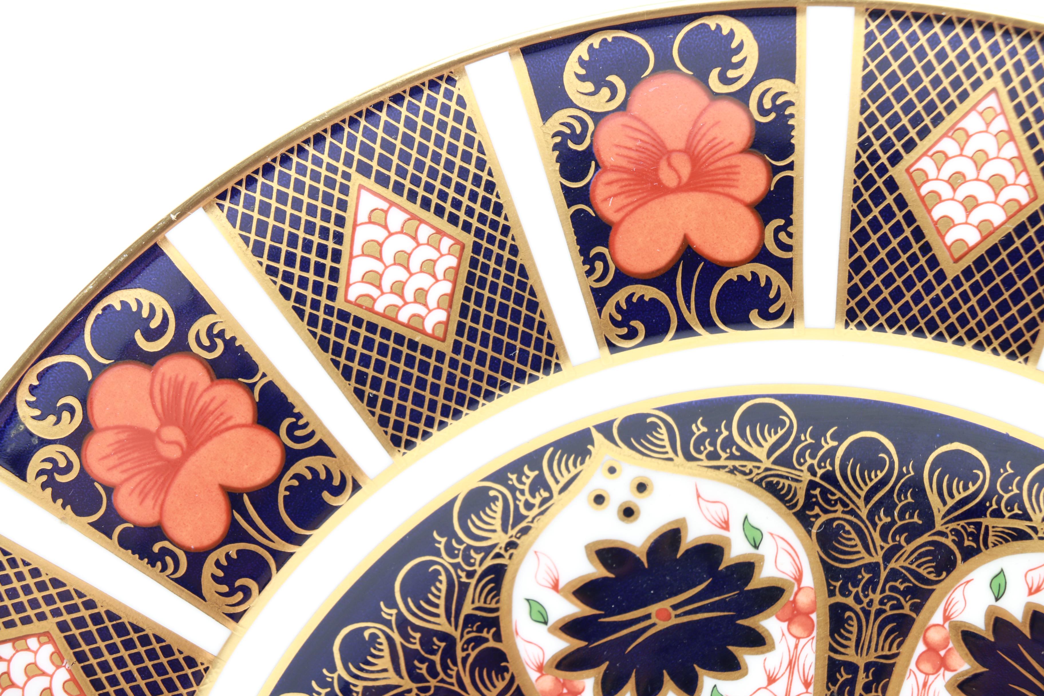 Three English Royal Crown Derby "Old Imari" China Plates