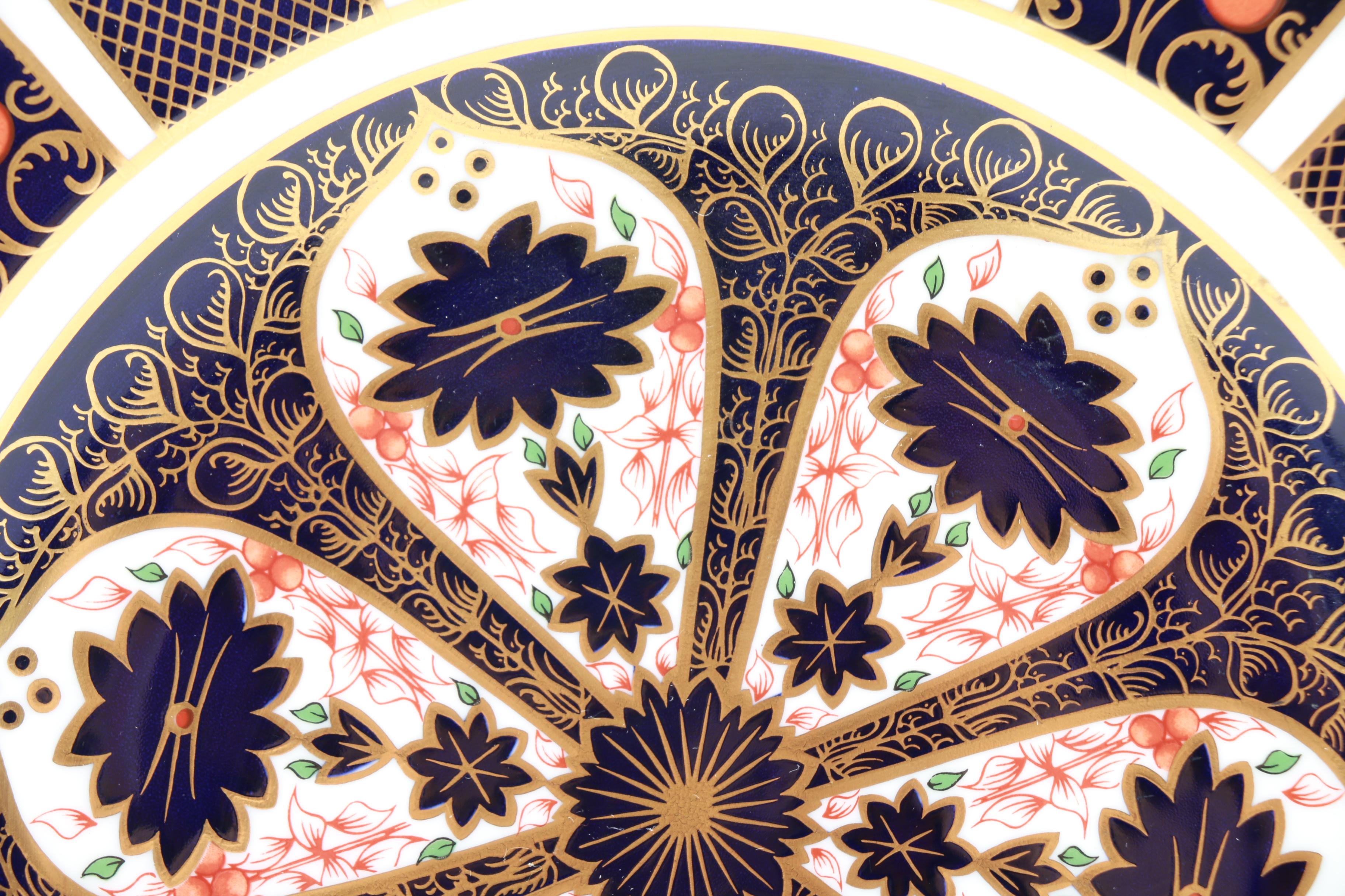 Three English Royal Crown Derby "Old Imari" China Plates