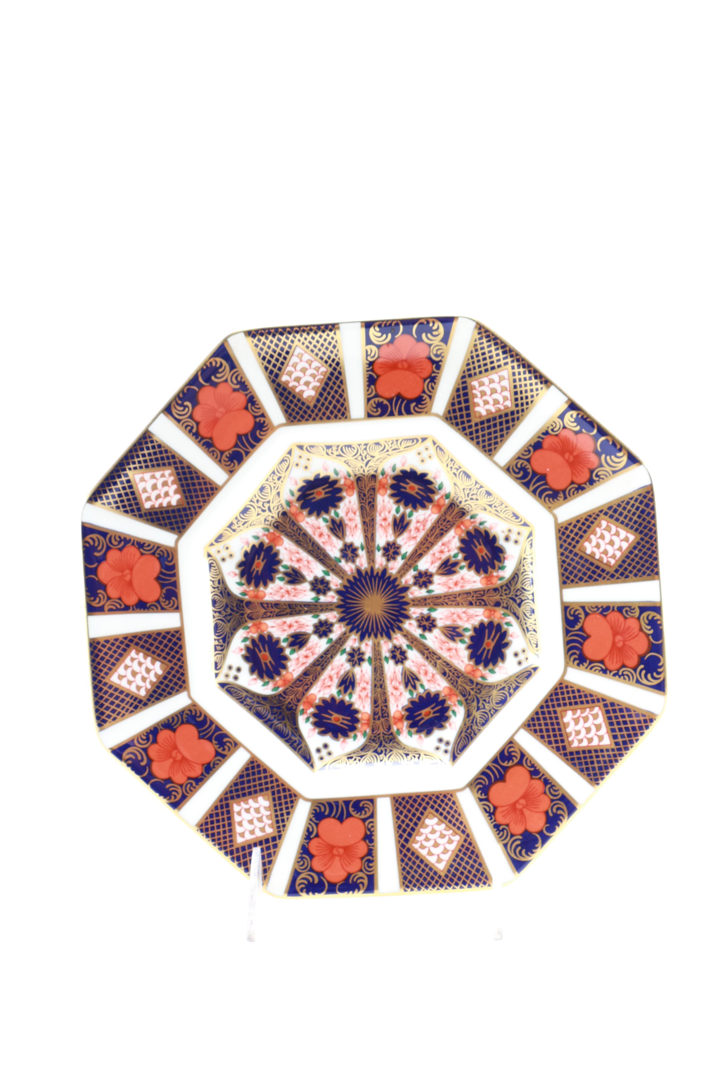 Three English Royal Crown Derby "Old Imari" China Plates