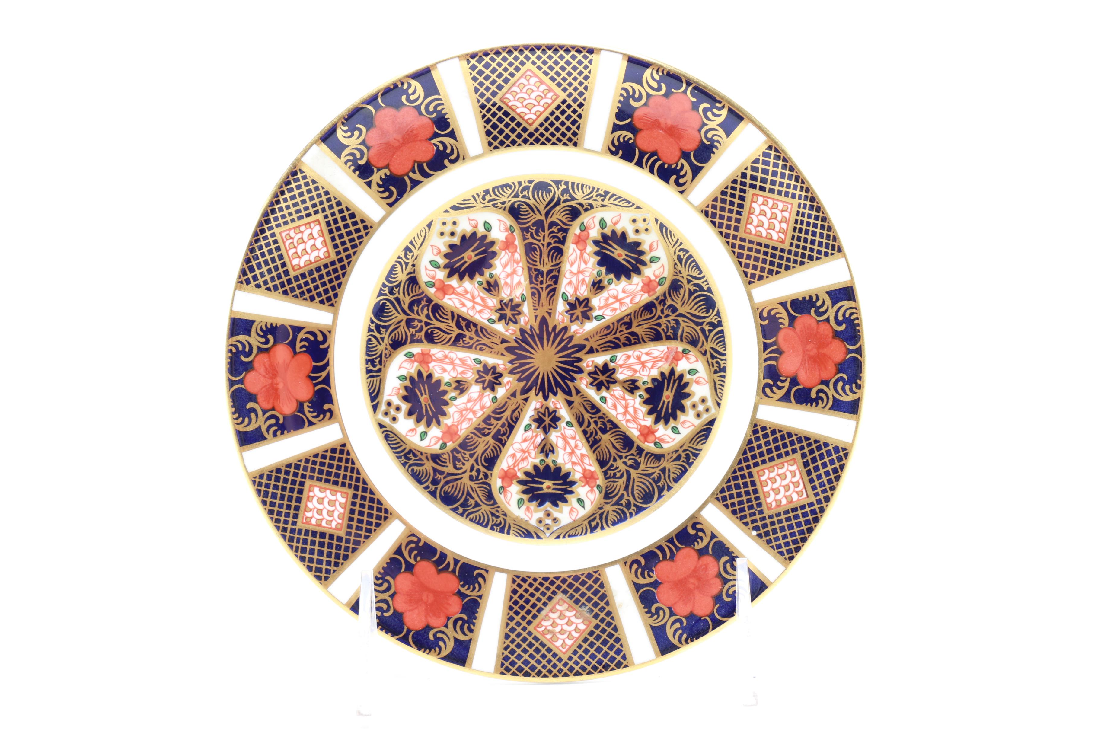 Three English Royal Crown Derby "Old Imari" China Plates