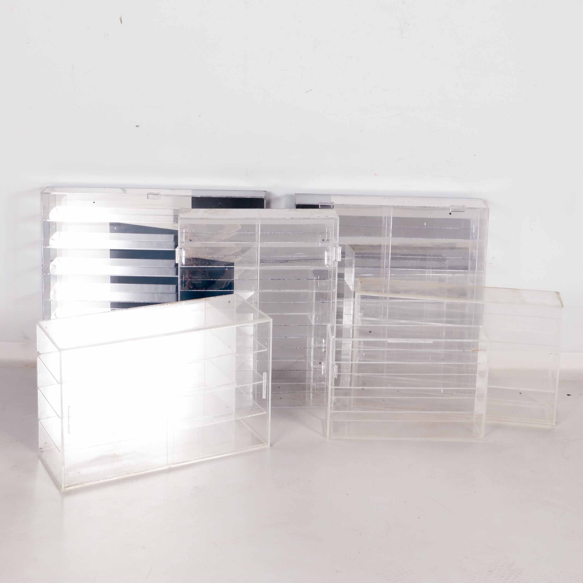 Assortment of Clear Plastic Display Cases