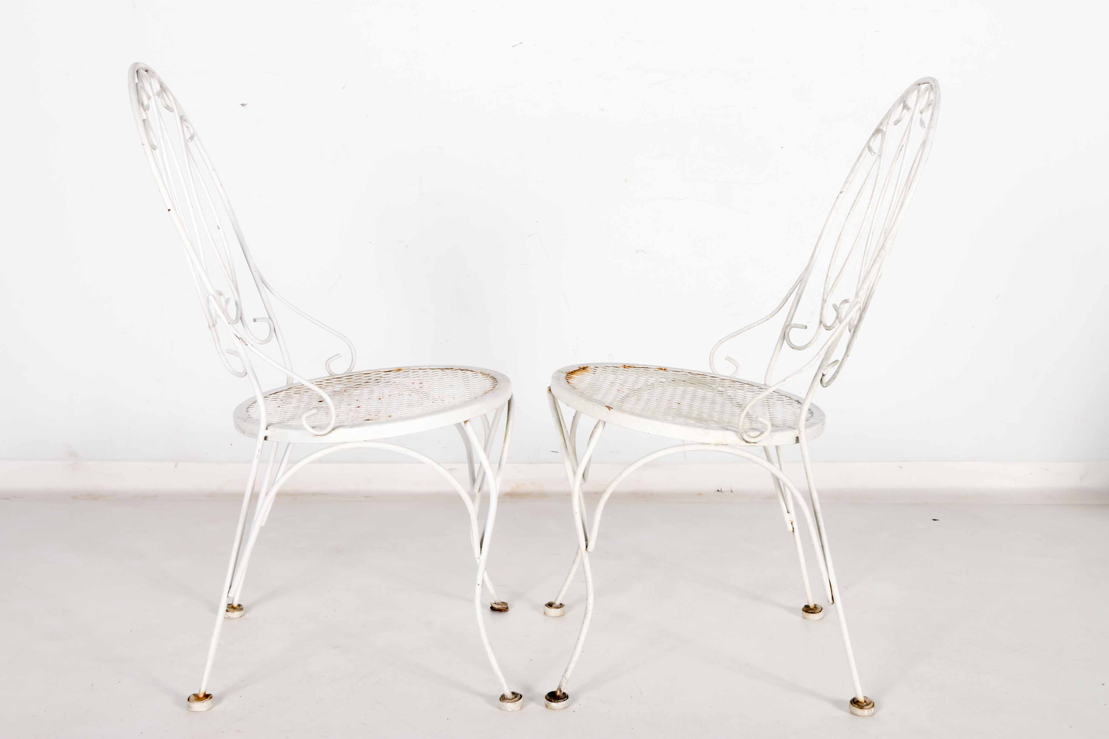 Pair Of Vintage White Iron Patio Chairs