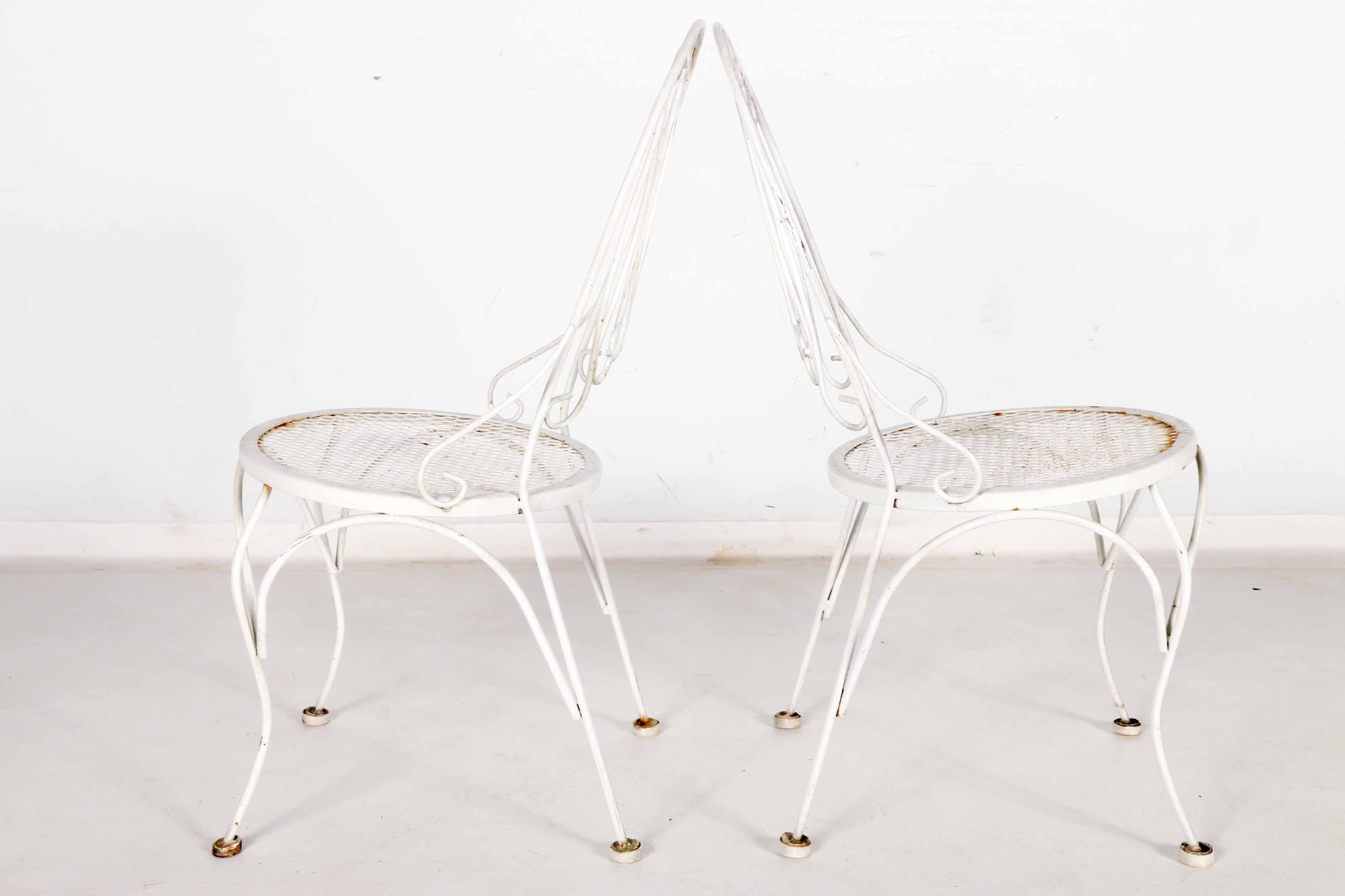 Pair Of Vintage White Iron Patio Chairs