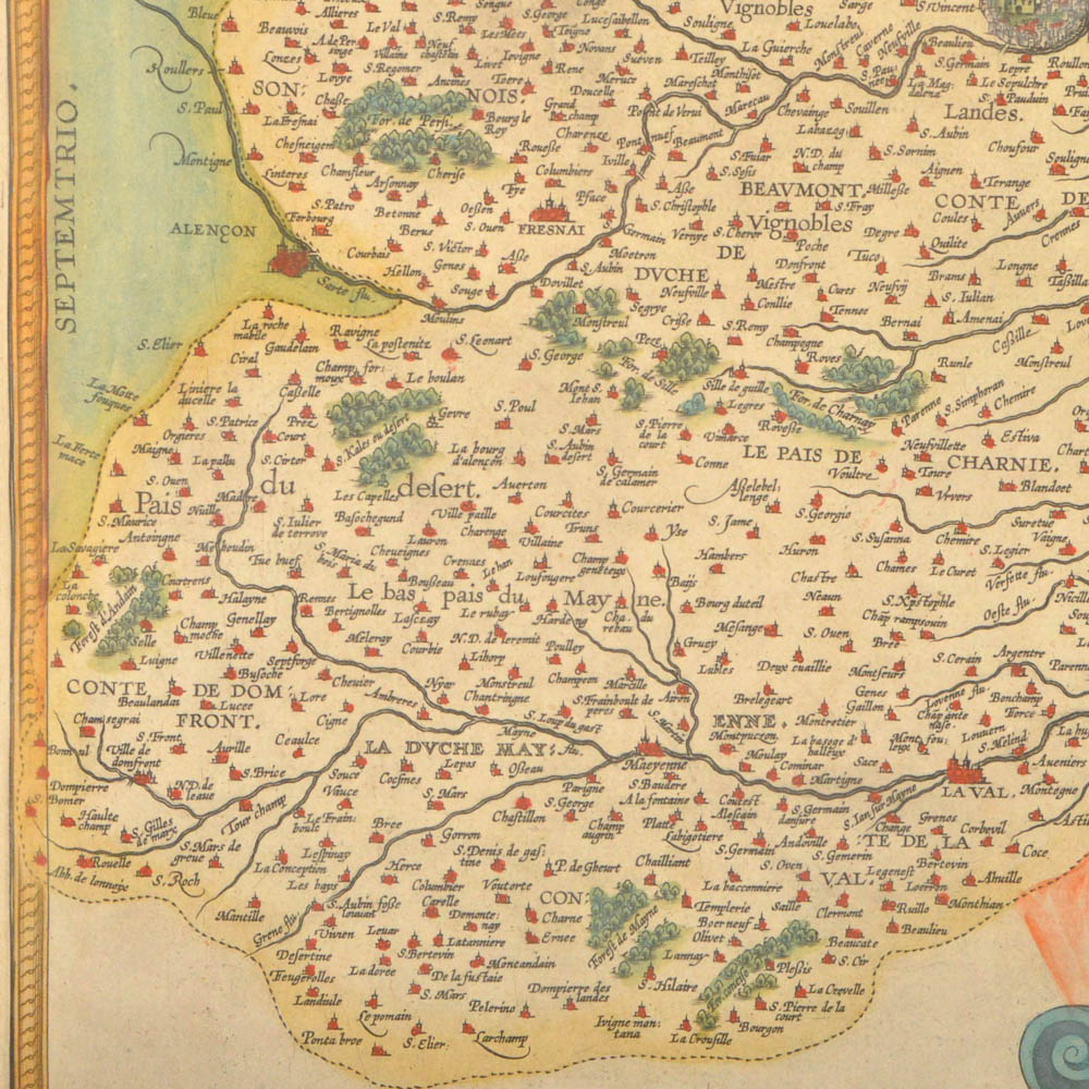 Map of the French Region of the Cenomani by Mattheus Ogerius and Map of Bretagne and Normandy 1594