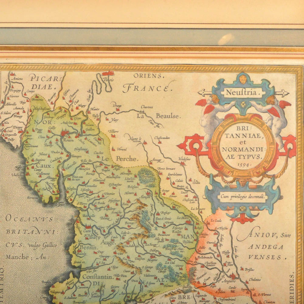 Map of the French Region of the Cenomani by Mattheus Ogerius and Map of Bretagne and Normandy 1594