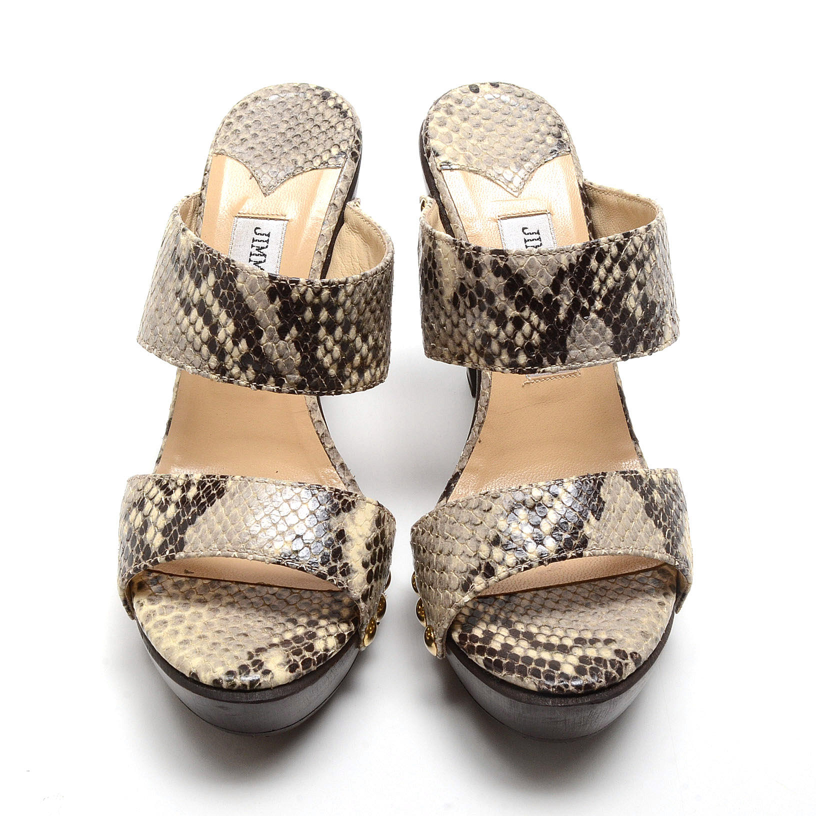 Jimmy Choo Ulrika Platform Slides in Snakeskin Style Leather