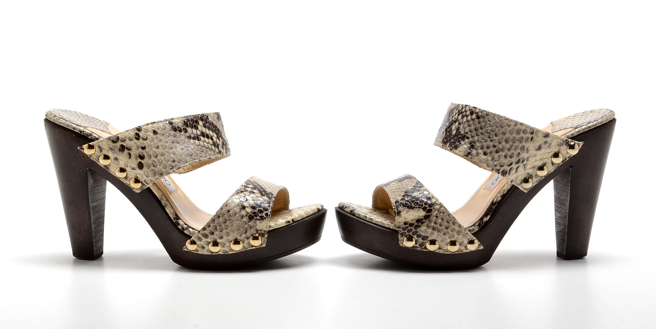 Jimmy Choo Ulrika Platform Slides in Snakeskin Style Leather