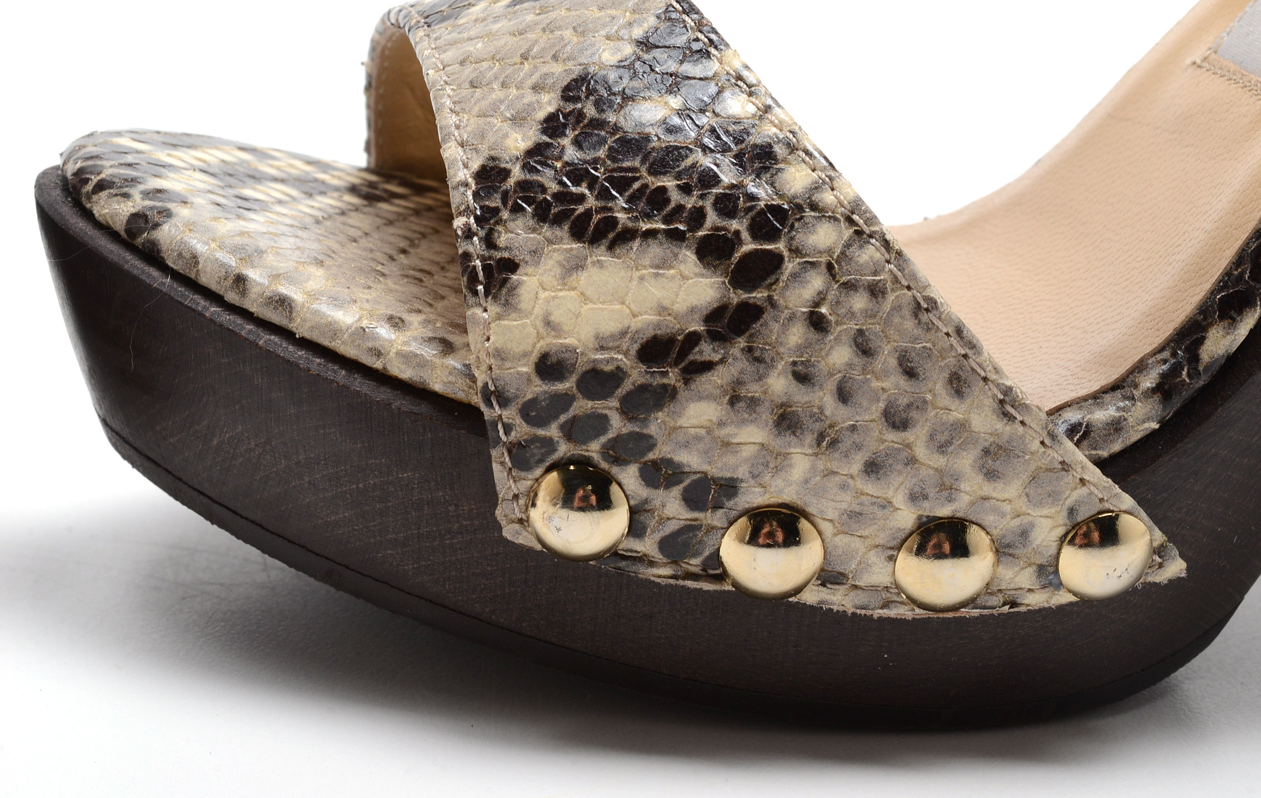 Jimmy Choo Ulrika Platform Slides in Snakeskin Style Leather