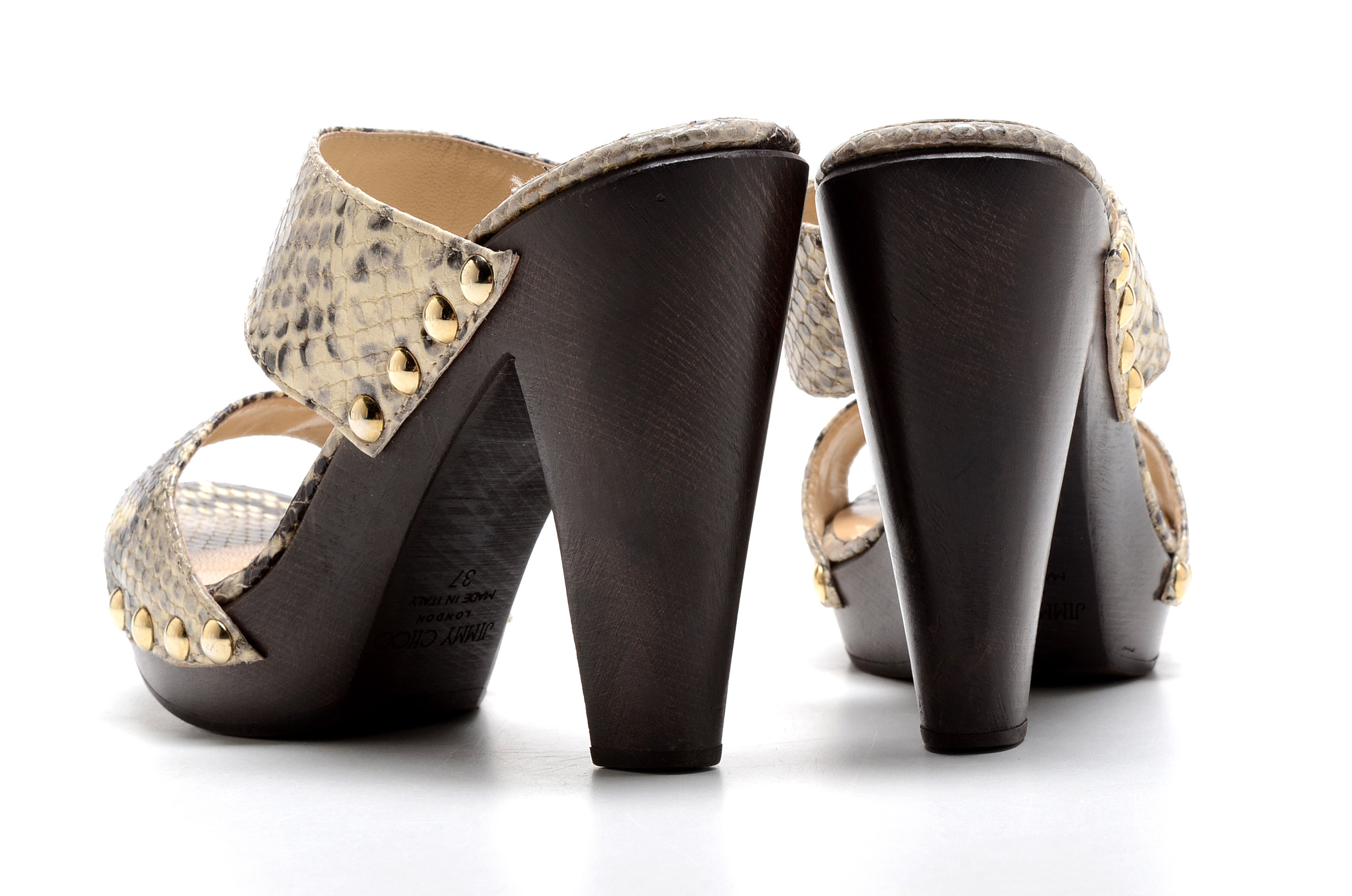 Jimmy Choo Ulrika Platform Slides in Snakeskin Style Leather