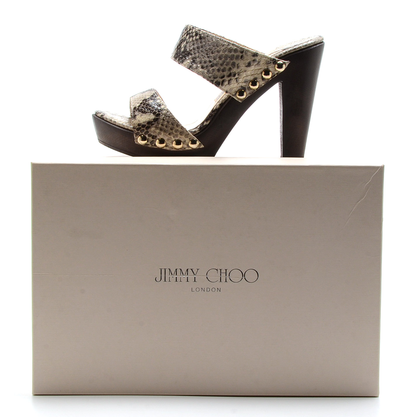 Jimmy Choo Ulrika Platform Slides in Snakeskin Style Leather