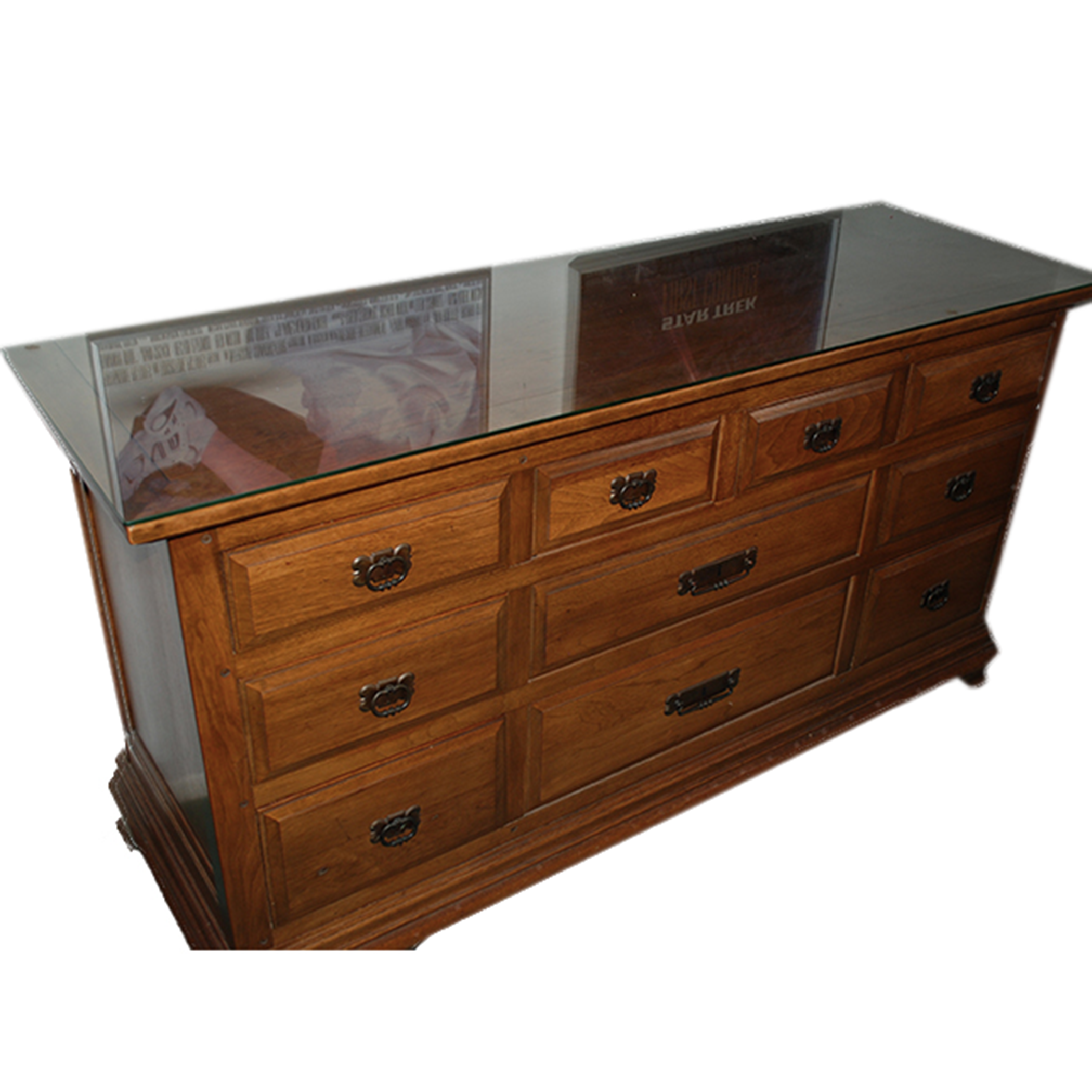 Circa 1980s Dresser With Glass Top