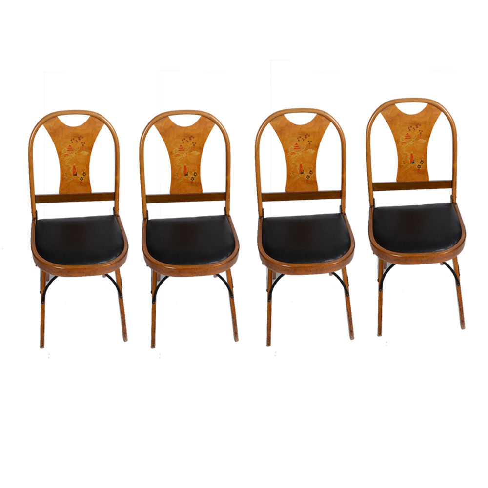 Vintage  Rastetter Asian Card Table Chairs