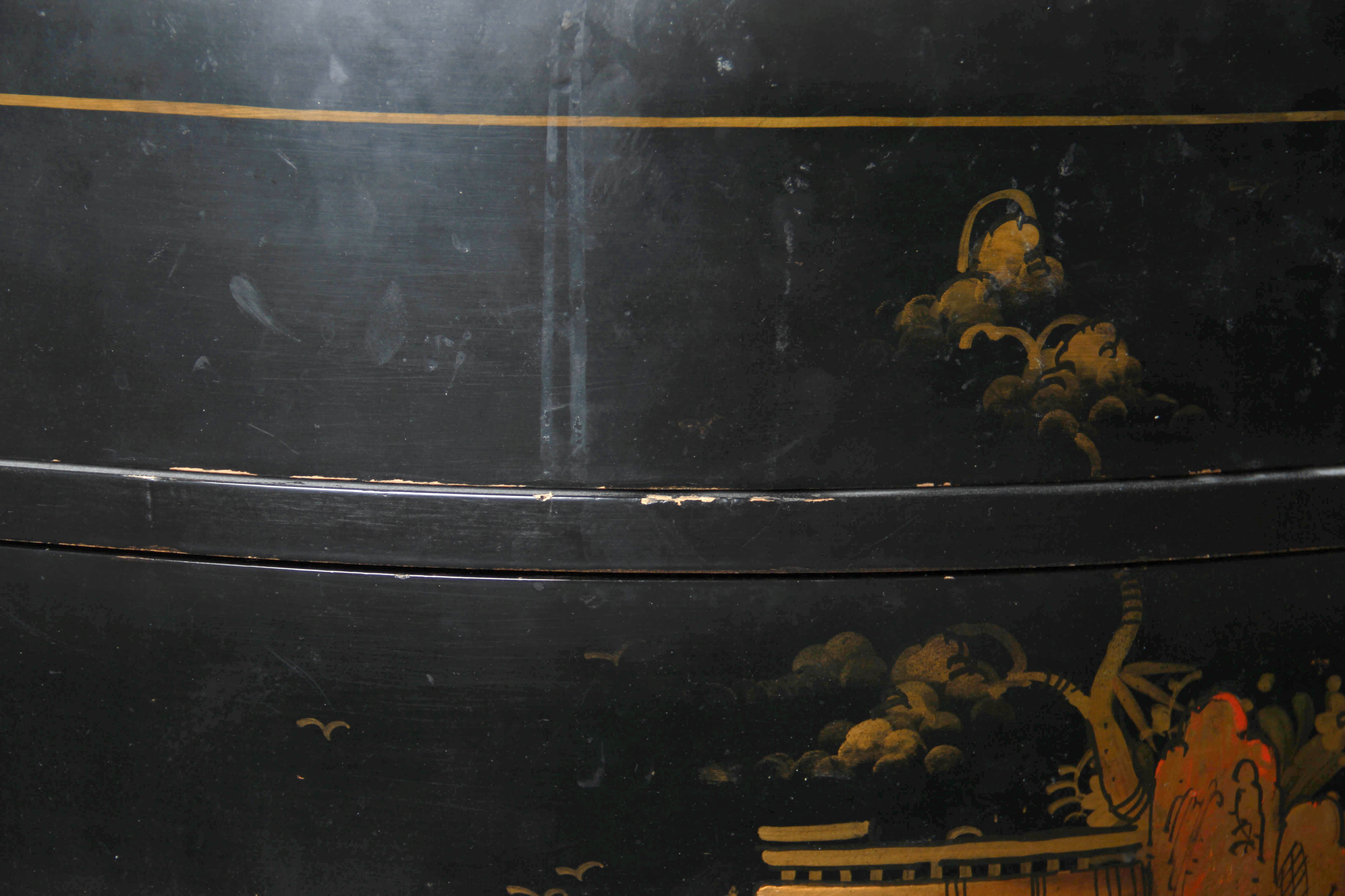 Vintage Black Lacquer Chinoiserie Chest of Drawers