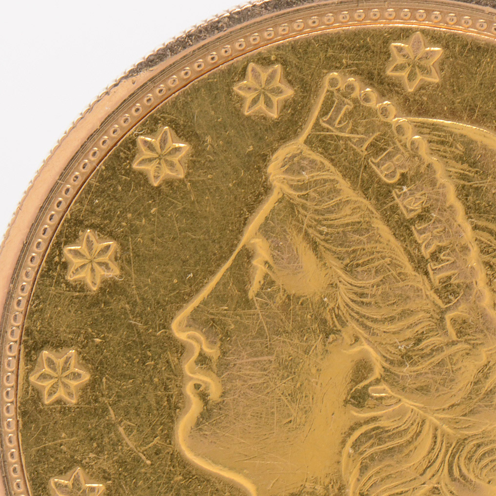 18K Yellow Gold Omega Constellation Watch Pendant in 22K Yellow Gold 1898 Coin Case