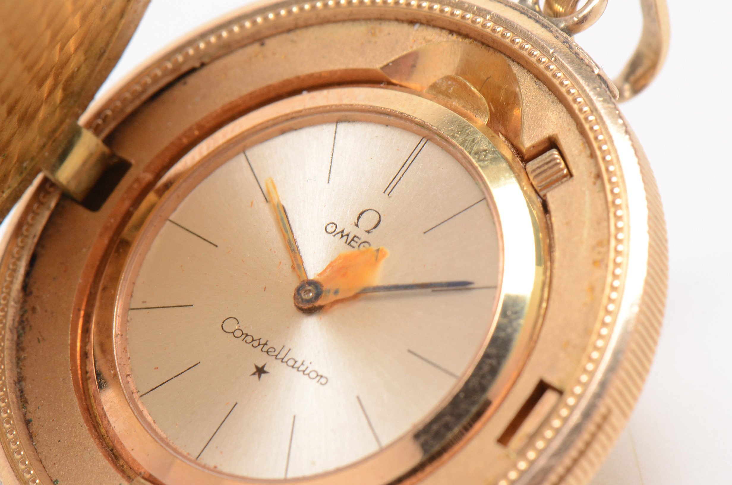 18K Yellow Gold Omega Constellation Watch Pendant in 22K Yellow Gold 1898 Coin Case