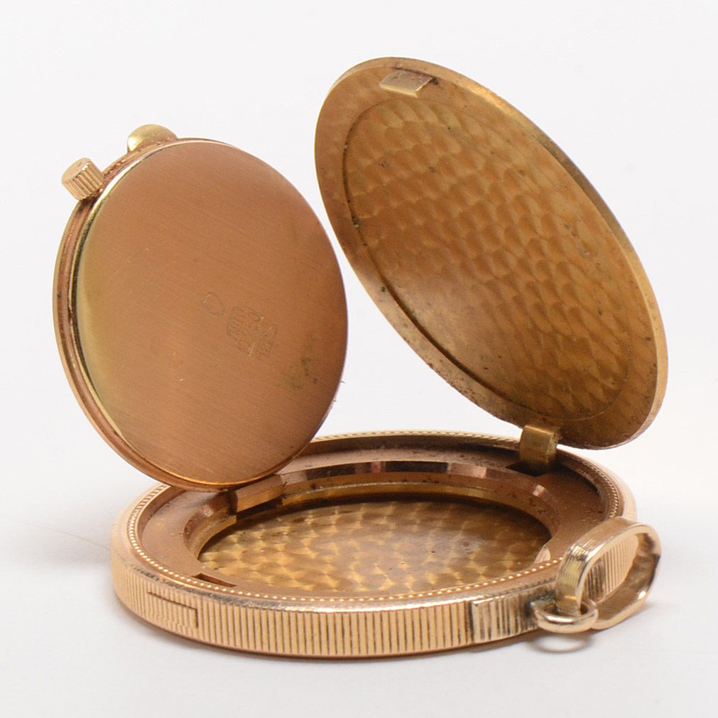18K Yellow Gold Omega Constellation Watch Pendant in 22K Yellow Gold 1898 Coin Case