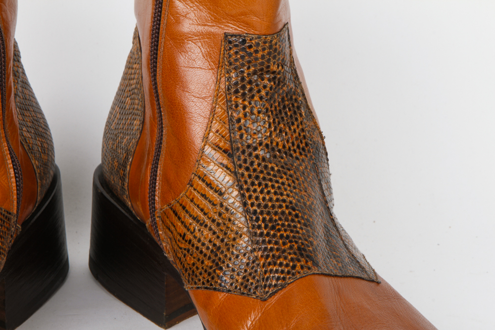 Men's Vintage Gianni Barbato Snakeskin and Leather Boots