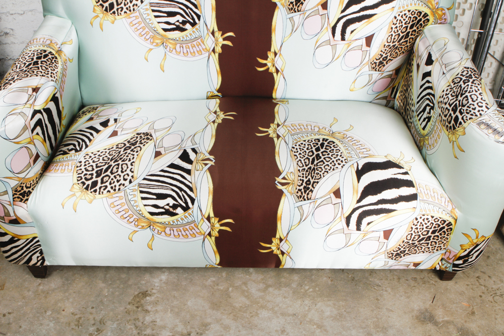Settee with Roberto Cavalli Silk Patterned Upholstery